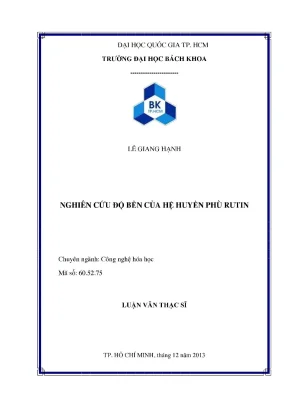 Nghiên cứu độ bền hệ huyền phù rutin trong công nghệ hóa
