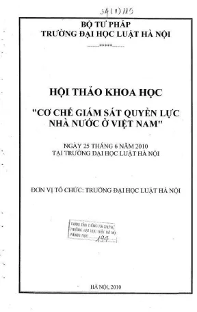 Cơ Chế Giám Sát Quyền Lực Nhà Nước Ở Việt Nam: Kỷ Yếu