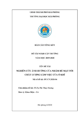 Nghiên cứu ảnh hưởng của nhám bề mặt đến chất lượng ổ