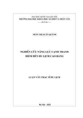 Luận Văn Thạc Sĩ Du Lịch: Nghiên Cứu Năng Lực Cạnh Tranh