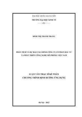 Luận Văn Thạc Sĩ Kế Toán: Phân Tích & Dự Báo Tài Chính