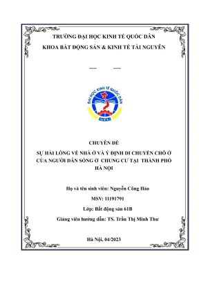 Sự hài lòng về nhà ở và ý định chuyển chỗ ở của cư dân 