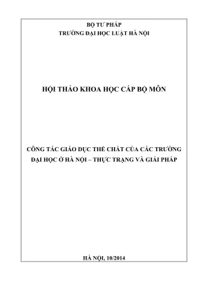 Hội Thảo Khoa Học: Thực Trạng & Giải Pháp Giáo Dục Thể 