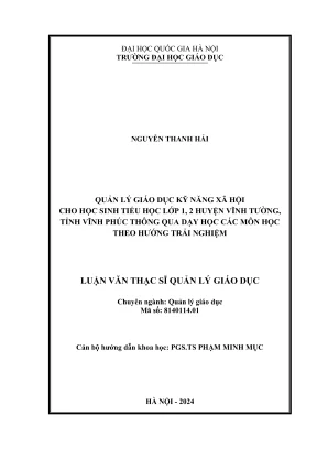 Quản lý giáo dục kỹ năng xã hội cho học sinh tiểu học 