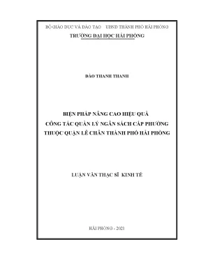 Biện pháp nâng cao hiệu quả quản lý ngân sách cấp phường