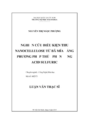 Nghiên cứu thu nanocellulose từ bã mía bằng thủy phân