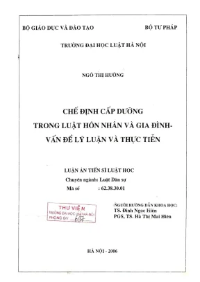 Luận án tiến sĩ: Chế định cấp dưỡng trong Luật Hôn nhân