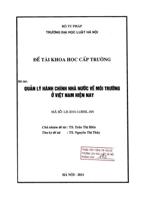 Nghiên cứu quản lý hành chính nhà nước về môi trường tại