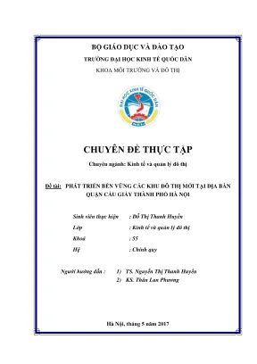 Phát Triển Bền Vững Khu Đô Thị Tại Quận Cầu Giấy, Hà 
