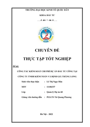 Kiểm soát chi phí dự án đầu tư công hiệu quả tại Thăng