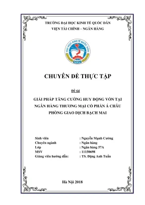 Giải Pháp Tăng Cường Huy Động Vốn Tại Ngân Hàng TMCP Á