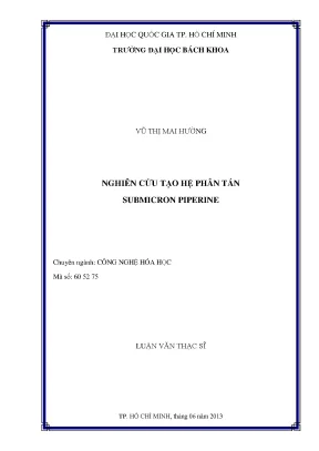 Luận Văn Thạc Sĩ: Nghiên Cứu Tạo Hệ Phân Tán Submicron