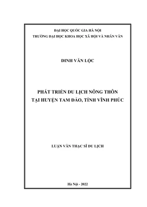 Luận Văn Thạc Sĩ: Phát Triển Du Lịch Nông Thôn Tại Huyện