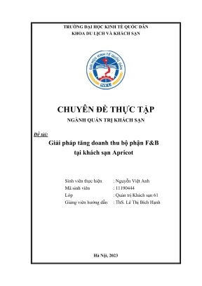 Giải Pháp Tăng Doanh Thu Bộ Phận FB Tại Khách Sạn 