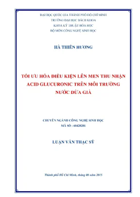 Tối ưu hóa lên men acid glucuronic từ nước dừa già trong