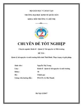 Quản Lý Tài Nguyên Và Môi Trường Biển Tỉnh Thái Bình: 
