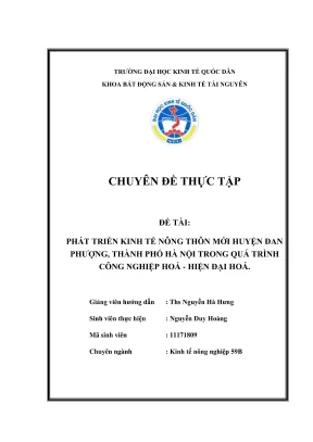 Phát triển kinh tế nông thôn mới huyện Đan Phượng Hà Nội