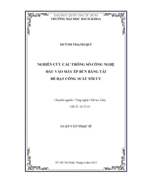 Nghiên cứu thông số công nghệ đầu vào máy ép bùn băng