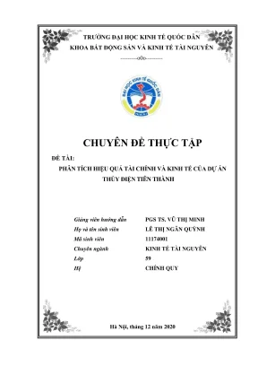 Phân tích hiệu quả tài chính và kinh tế dự án điện Tiên 