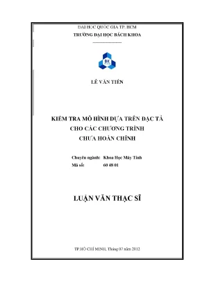 Luận Văn Thạc Sĩ Khoa Học Máy Tính: Kiểm Tra Mô Hình Dựa
