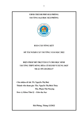 Biện pháp hỗ trợ tâm lý cho học sinh THPT Đồng Hòa có