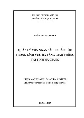 Luận Văn Thạc Sĩ: Quản Lý Vốn Ngân Sách Nhà Nước Trong