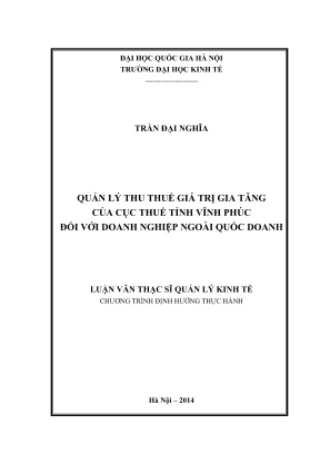Quản lý thuế giá trị gia tăng tại Vĩnh Phúc: Nghiên cứu