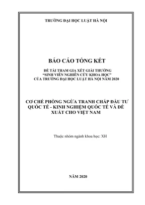 Nghiên cứu cơ chế phòng ngừa tranh chấp đầu tư quốc tế: 