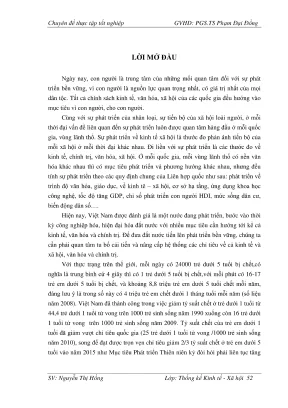 Phân tích thống kê yếu tố tác động đến tỷ lệ tử vong trẻ 