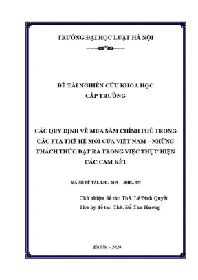 Nghiên cứu quy định mua sắm chính phủ trong FTA thế hệ