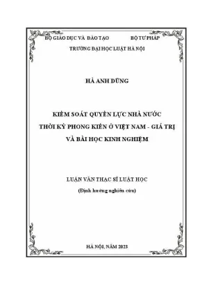 Kiểm Soát Quyền Lực Nhà Nước Thời Phong Kiến Việt Nam: