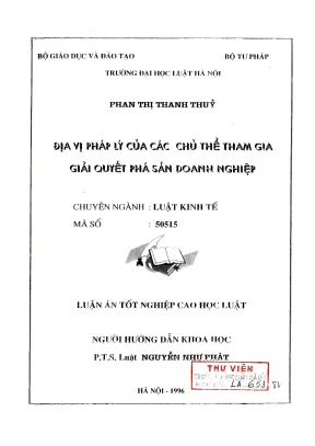 Địa vị pháp lý của các chủ thể trong giải quyết phá sản