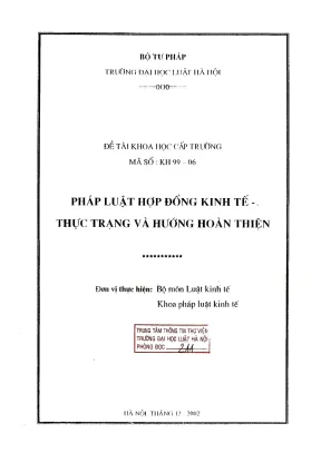 Nghiên cứu thực trạng và giải pháp hoàn thiện pháp luật