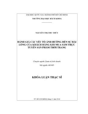 Luận Văn Thạc Sĩ: Yếu Tố Ảnh Hưởng Đến Sự Hài Lòng Khách