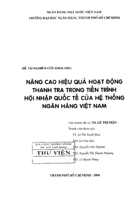 Nâng cao hiệu quả thanh tra ngân hàng trong hội nhập quốc tế
