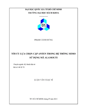 Tối ưu lựa chọn cặp anten trong hệ thống MIMO sử dụng mã