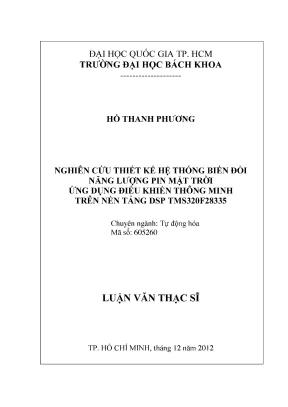 Thiết kế hệ thống biến đổi năng lượng pin mặt trời với 