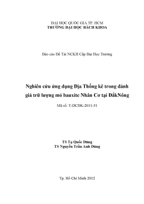 Nghiên cứu ứng dụng địa thống kê đánh giá trữ lượng mỏ 