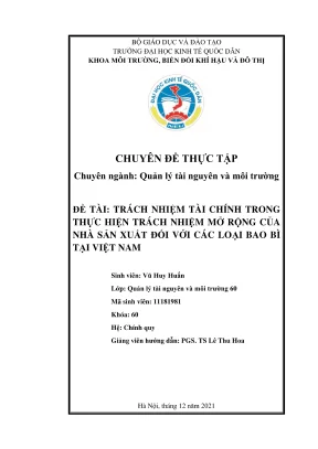 Thực tập trách nhiệm tài chính trong EPR đối với bao bì