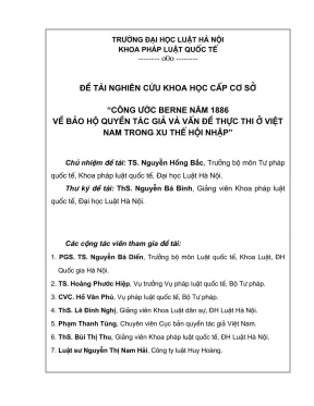 Nghiên cứu Công ước Berne 1886 và thực thi quyền tác giả 