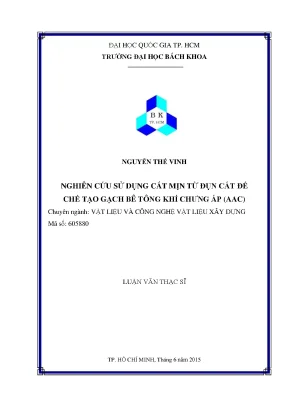 Nghiên cứu sử dụng cát mịn từ đụn cát để chế tạo gạch bê 