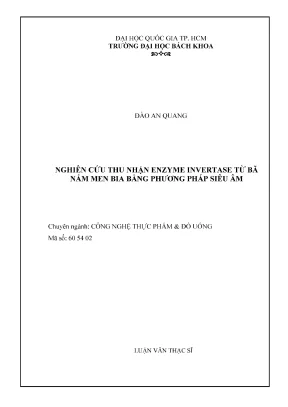 Nghiên cứu thu nhận enzyme invertase từ bã nấm men bia 
