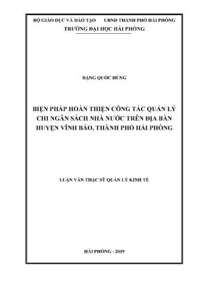 Biện Pháp Hoàn Thiện Quản Lý Chi Ngân Sách Nhà Nước Tại