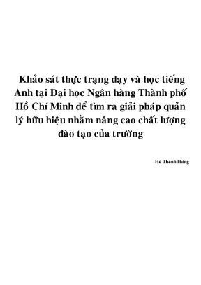 Khảo sát thực trạng dạy và học tiếng Anh tại Đại học 