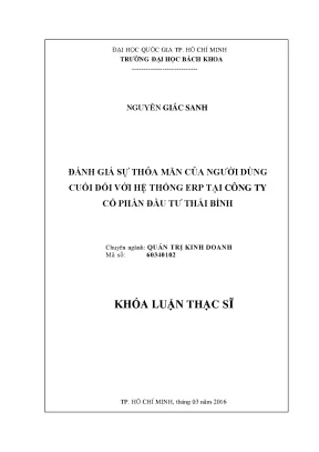 Luận văn thạc sĩ quản trị kinh doanh đánh giá sự thỏa mãn của người dùng cuối đối với hệ thống erp tạo công ty cổ phần đầu tư thái bình