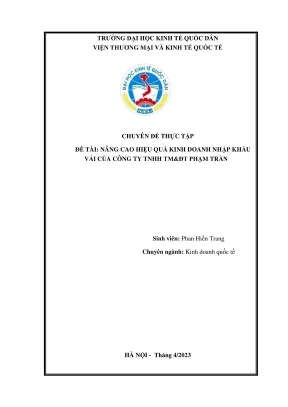 Chuyên đề thực tập: Nâng cao hiệu quả kinh doanh nhập 
