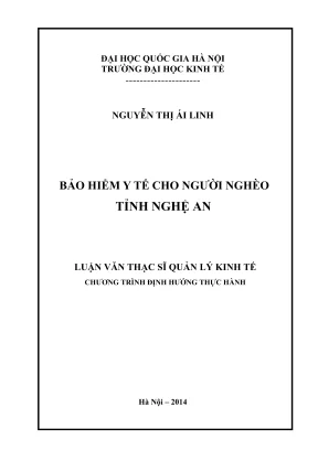 Quản lý kinh tế bảo hiểm y tế cho người nghèo tại Nghệ An