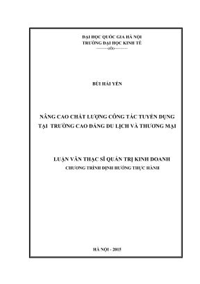 Nâng cao chất lượng tuyển dụng tại trường cao đẳng du