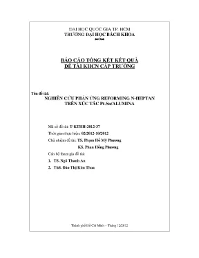 Nghiên cứu phản ứng reforming n-heptan trên xúc tác