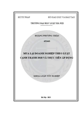 Khóa luận tốt nghiệp: Mua lại doanh nghiệp theo Luật 
